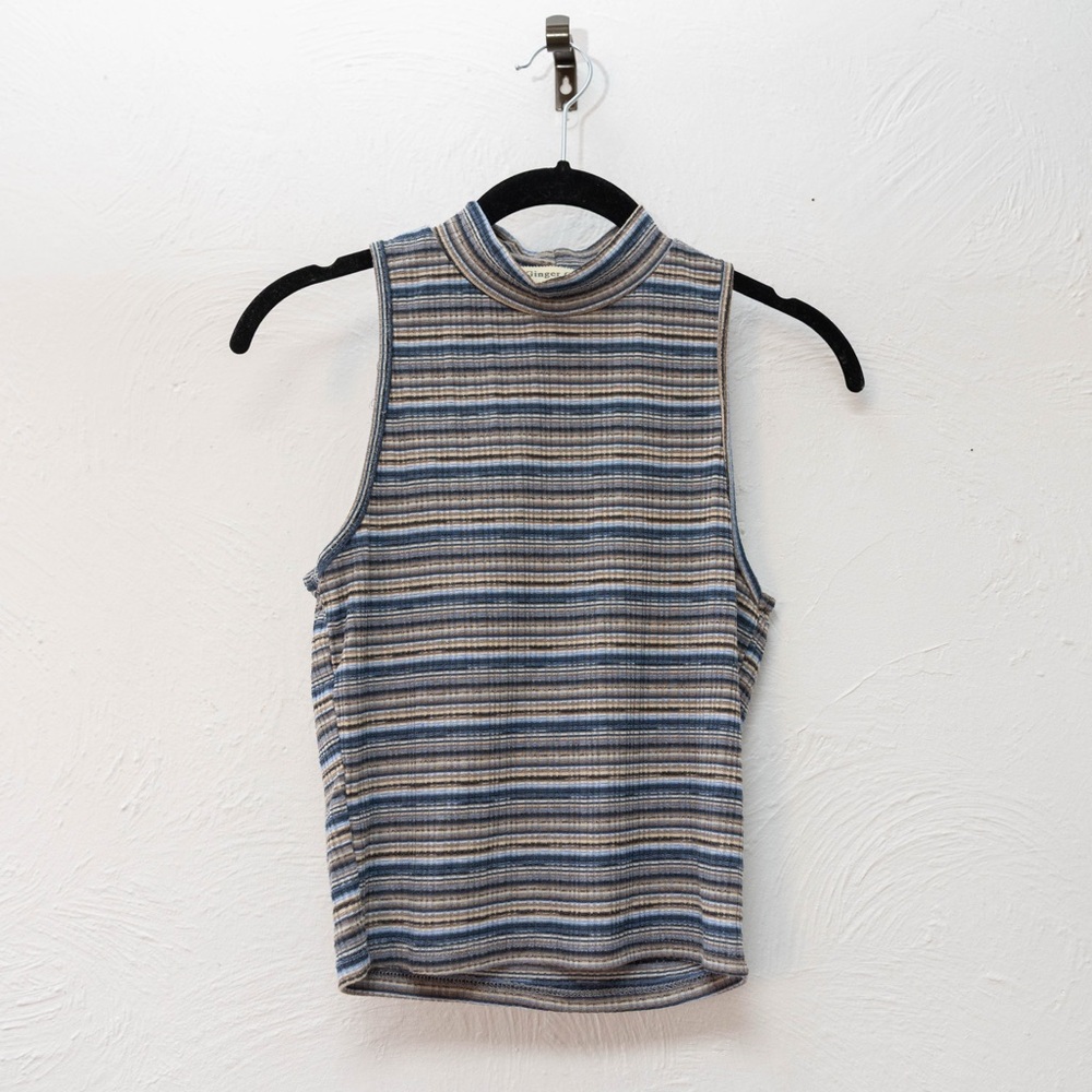Mock neck Stripe Tank Top